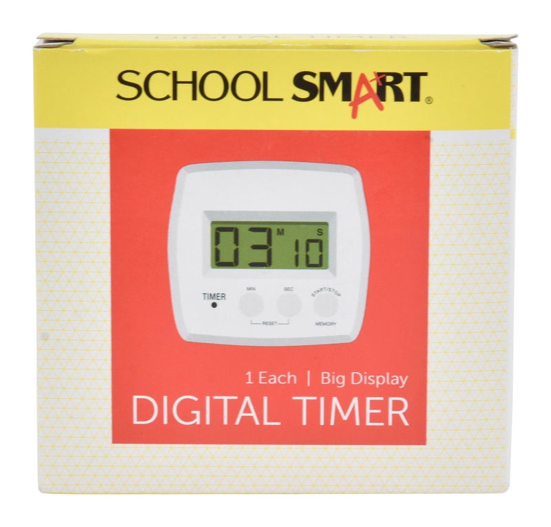 School Smart Count up/Count Down Timer, Digital, (1) AAA Battery, 2-3/4 in W X 2-3/4 in H X 1 in D, Assorted Color, Assorted Size - 084280 - Image 3